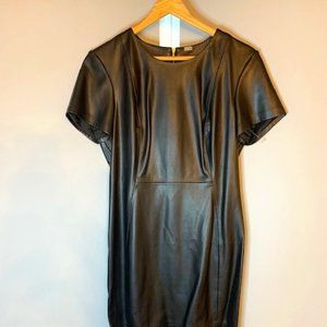 Cavin Klein Faux-Leather Shift Dress